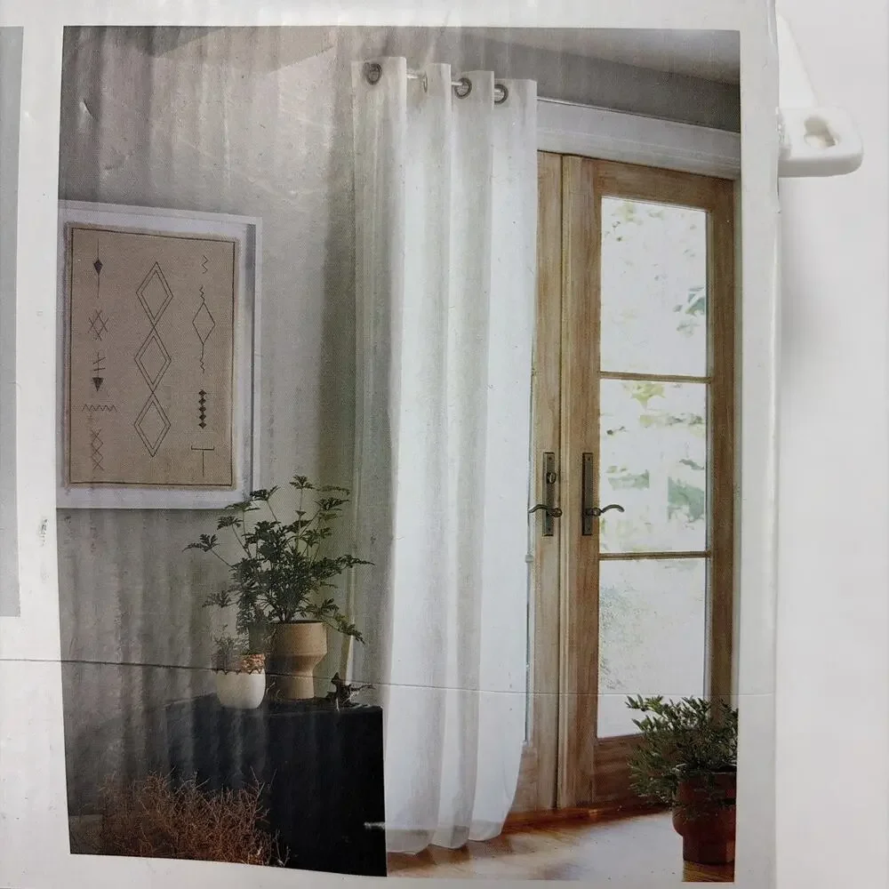 Threshold Light Filtering Curtain White Modern Slub - One Panel 54